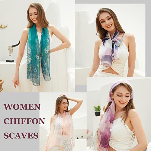BLURBE Floral Print Chiffon Scarf - Lightweight