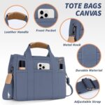 HOMESOPN Blue Canvas Tote Bag with Compartments