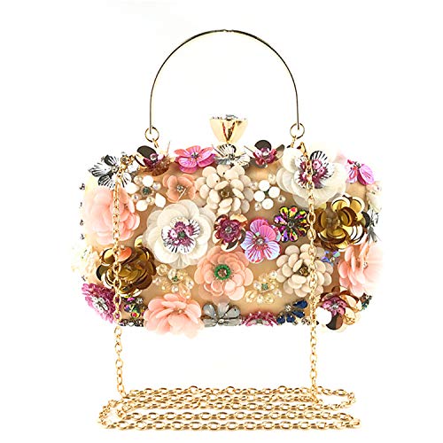 Jywmsc Women's Flower Clutch with Chain Strap