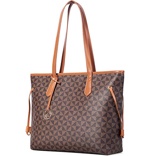 Lekesky Brown Faux Leather Tote Bag for Women