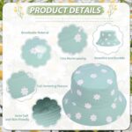 2 Pcs Reversible Cotton Bucket Hat, Daisies Print, Black/Green
