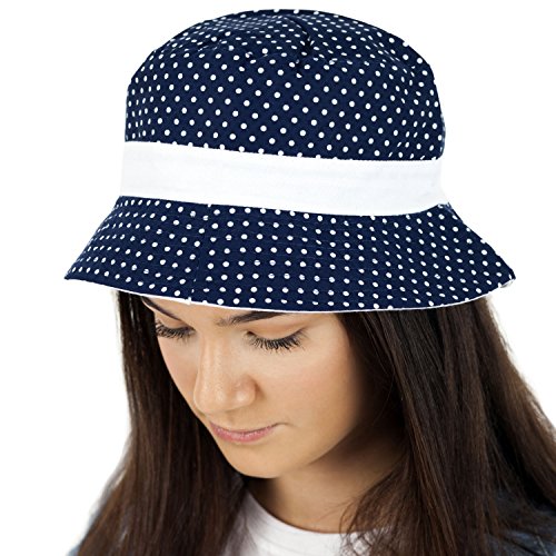 TOSKATOK® UPF 50+ Reversible Cotton Polka Dot Sun Hat