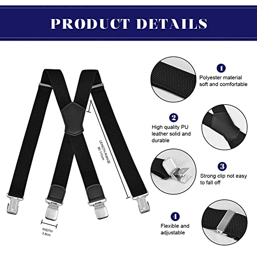 ACWOO Mens Adjustable Elastic X-Shape Braces with Clips