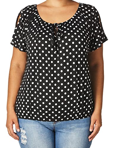 Star Vixen Women's Keyhole-tie Peasant Top