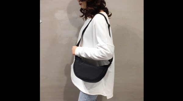 Crescent Nylon Crossbody Bag for Women with Adjustable Strap