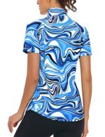 Syphiby Women's Short Sleeve Polo 1/4 Zip Up Sports Top
