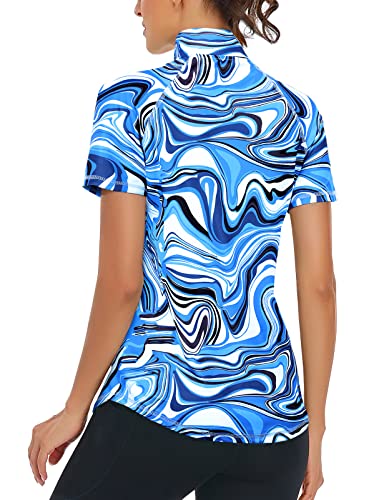 Syphiby Women's Short Sleeve Polo 1/4 Zip Up Sports Top