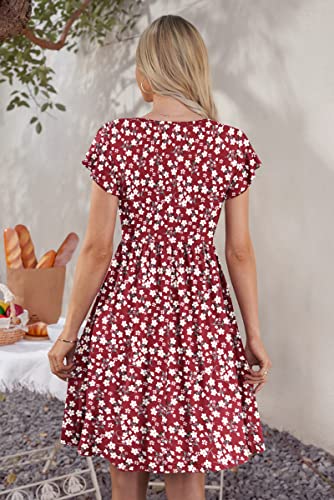 MOLERANI Women Summer Ruffle Sleeve V Neck Midi Dress
