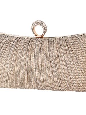 iWISH Womens Glitter Clutch with Rhinestone Ring
