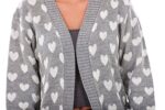 Ladies Heart Knitted Cardigan with Pockets, S to 3XL