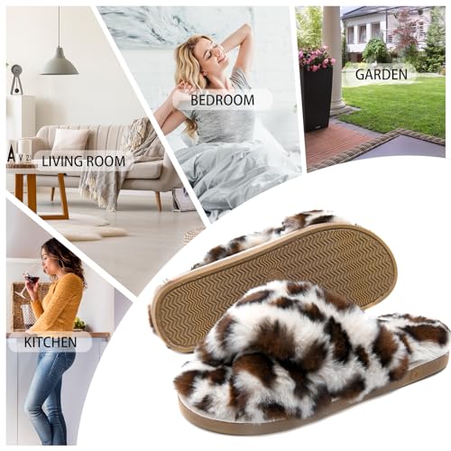 Dena Lives Ladies Fluffy Cross Band House Slippers
