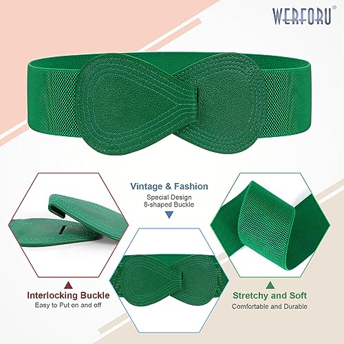 WERFORU Women Stretchy 8-Shaped Buckle Elastic Waist Belt