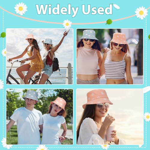 Partideal 2Pack Reversible Cotton Bucket Hat, Daisies Print