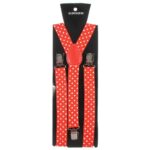 Adjustable Unisex Elastic Clip-on Suspender, Red/White Dots