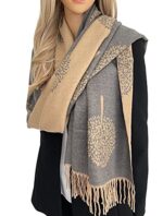 Cashmere Tree Life Reversible Scarf - Large Wrap, Warm