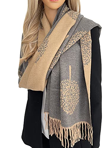 Cashmere Tree Life Reversible Scarf - Large Wrap, Warm