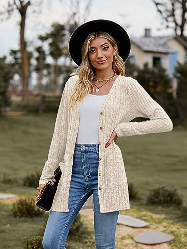 Famulily Women's Long Sleeve V Neck Cardigan with Pockets