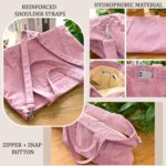 Cidumoa Pink Corduroy Tote Bag with Zipper, Large Capacity