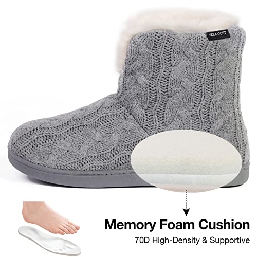 VeraCosy Ladies' Cable Knit Memory Foam Slippers