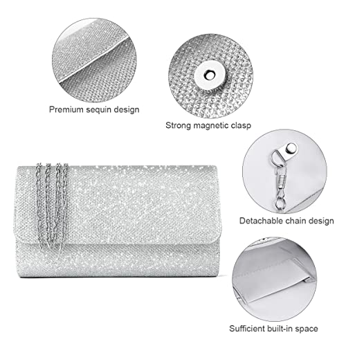 OSDUE Glitter Envelope Clutch with Detachable Chain Strap