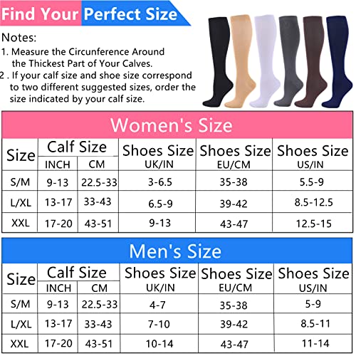 Compression Socks 20-25mmHg, 2-6 Pairs, Knee High