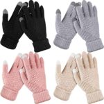 4 Pairs Women's Winter Touch Screen Fleece Gloves