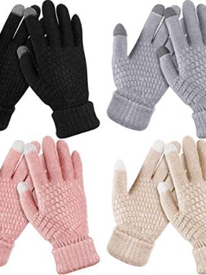 4 Pairs Women's Winter Touch Screen Fleece Gloves