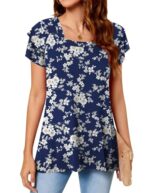 TAOHUADAO Womens Square Neck Double Ruffle Blouse