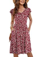 MOLERANI Women Summer Ruffle Sleeve V Neck Midi Dress