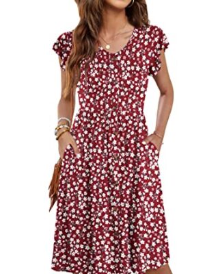 MOLERANI Women Summer Ruffle Sleeve V Neck Midi Dress