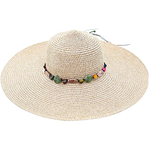 Lanzom Womens Wide Brim Straw Hat UPF 50+