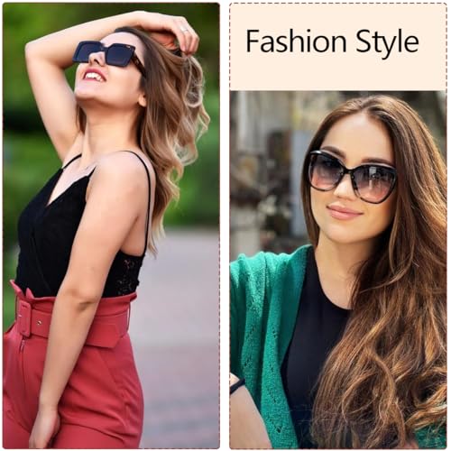 YFHUVB 3 Pcs Women Vintage UV400 Oversized Sunglasses