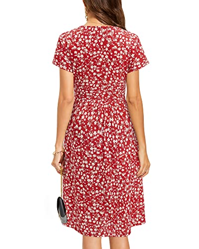 STYLEWORD Women's Summer V-Neck Floral Wrap Dress