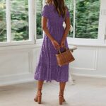 Women's V-Neck Polka Dot Maxi Dress with Bell Sleeves