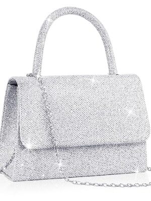 Larcenciel Sparkly Women's Clutch with Detachable Chain