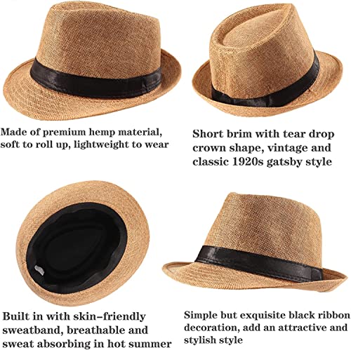 Geebuzz 5 Pack Short Brim Fedora Summer Beach Hats