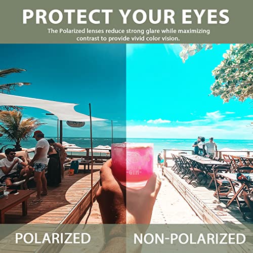 LVIOE Polarised Rectangular Sunglasses with UV Protection