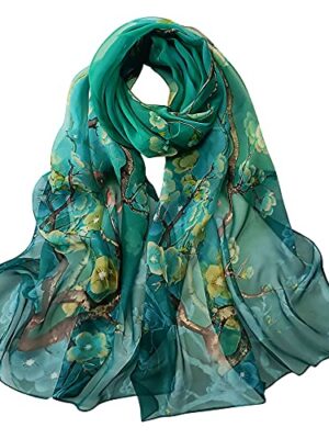 BLURBE Floral Print Chiffon Scarf - Lightweight