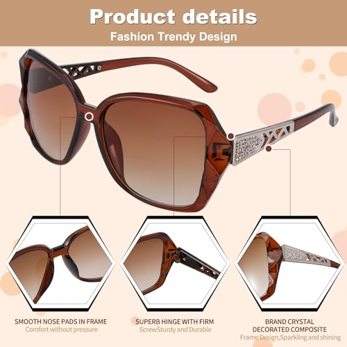 Firtink 4 Pcs Women Large UV 400 Polarized Sunglasses