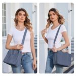 HOMESOPN Blue Canvas Tote Bag with Compartments