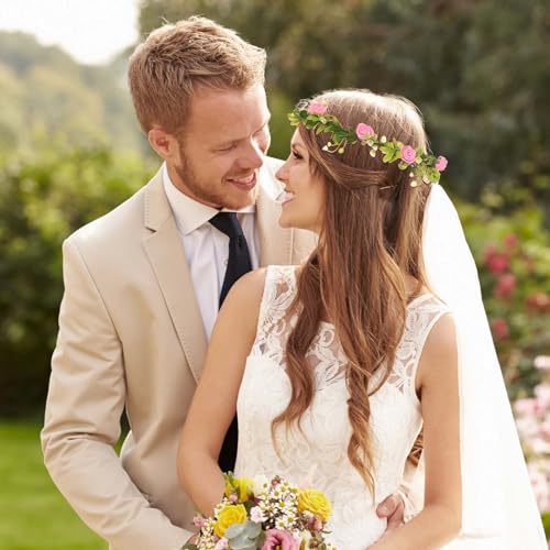 Pink Floral Headband, Bridal Wedding Accessories (one size)