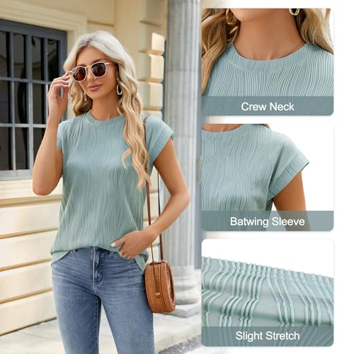 Gemulate Women's Short Sleeve Knit Blouse S-XXL
