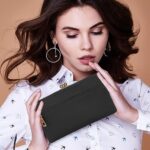 TIESOME Women's Leather Double Zipper Wristlet Wallet