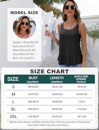 WNEEDU Women's Summer Sleeveless Eyelet Embroidery Top