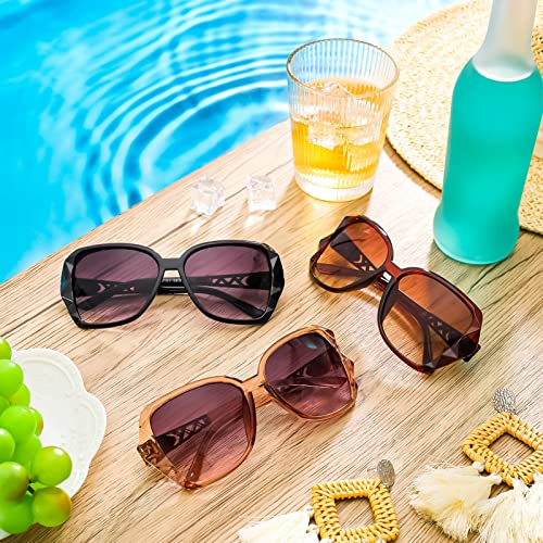 FRIUSATE 3 Pcs Women’s Vintage UV400 Oversized Sunglasses