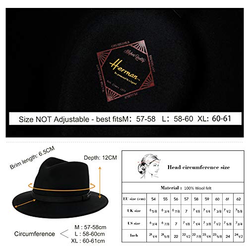 Comhats Stylish Wool Fedora Hat: Wide Brim, Trilby Fashion