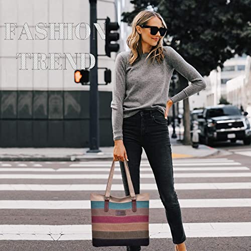 CHEREEKI Striped Canvas Tote Bag (Multicolor)