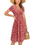 STYLEWORD Women's Summer V-Neck Floral Wrap Dress