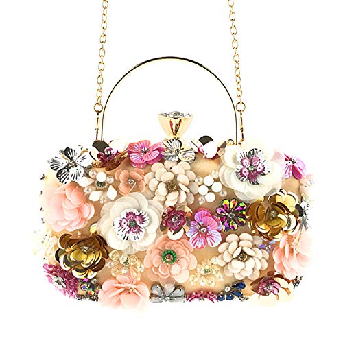 Jywmsc Women's Flower Clutch with Chain Strap