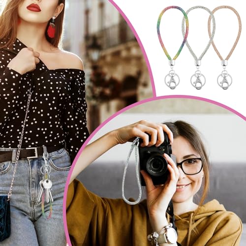 Teaaha 3 PCS Rhinestone Wristlet Keychain for Women